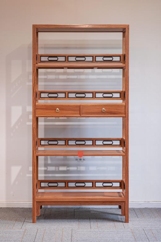 红桥红  家具严选  缅甸花梨（大果紫檀）【198嵌紫光檀椭圆卡子花 书架】 商品图2