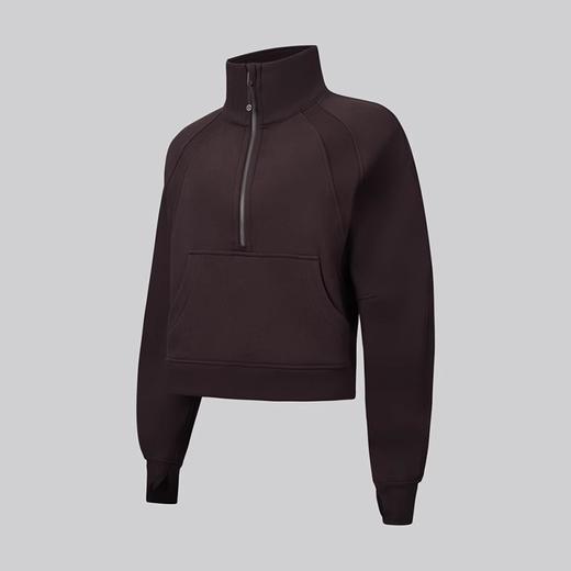 跃牌【瑞幸系列】加绒保暖卫衣女短款休闲时尚Scuba连帽半拉链宽松瑜伽运动外套HCX011 商品图4