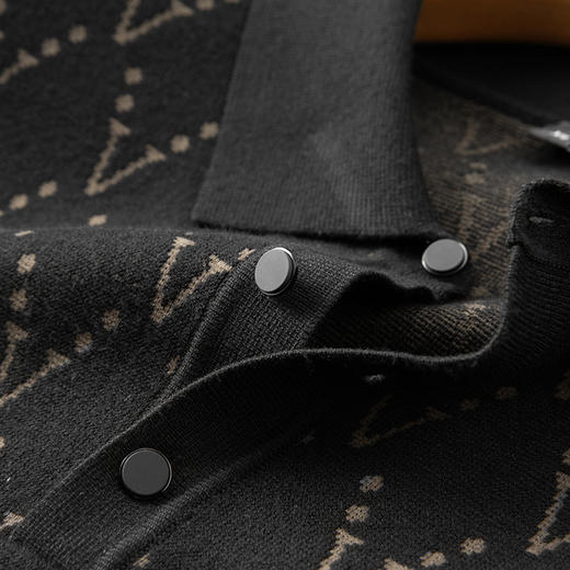 【新款DPF】大依优型翻领毛衣针织短袖背心休闲针织衫毛背心满印字母加肥加大上衣男士胖子大码毛衫t恤打底 商品图3