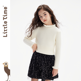 littletime女童打底衫毛衣文艺感2024秋冬新款儿童套头长袖针织衫