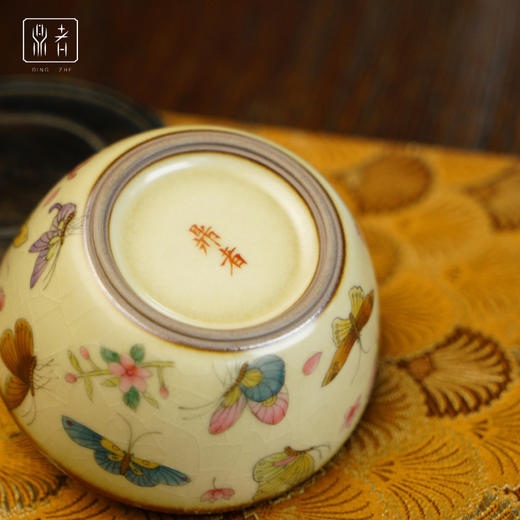 问鼎鼎者汝瓷云渊杯（绘画五桃）半缘杯（绘画花引蝶寻）（缺货） 商品图4