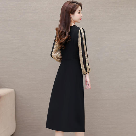 灯笼袖拼结，时尚拼色连衣裙QYM-HL-24NF029-Y 商品图2