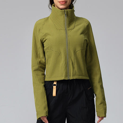 跃牌【瑞幸系列】防风立领秋冬加绒保暖梭织收腰显瘦修身短款户外运动休闲外套女HWT010 商品图1