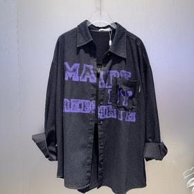 N1翻领单口袋字母长袖衬衫40820（黑） 秋季 143150020321