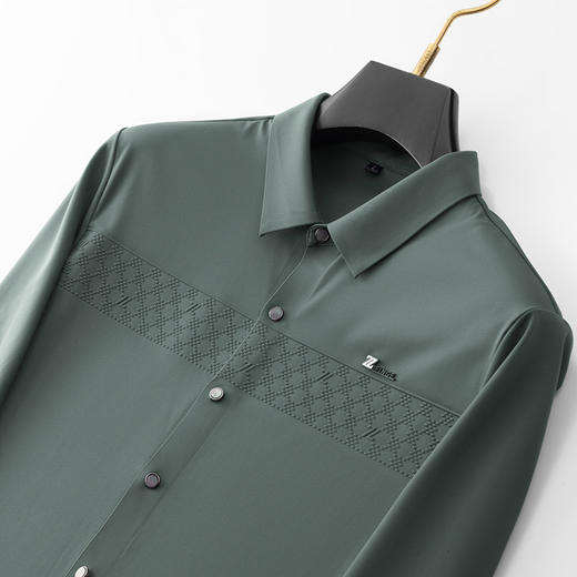 【新款DDP】大依优型大码长袖衬衫翻领男装加肥加大体恤大号上衣胖子弹力休闲商务 商品图3