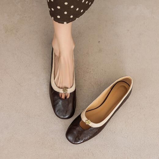【预售5天】法式晚风单鞋平底软皮，方头浅口一脚蹬百搭瓢鞋时尚鞋LGYZNX&3052 商品图2