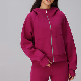 跃牌【瑞幸系列】宽松秋冬休闲卫衣Scuba全拉链连帽衣瑜伽服健身服女加绒跑步外套HWT014