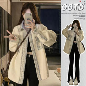 【拼色小香风外套】春秋新款 宽松港风ins设计感百搭夹克上衣潮