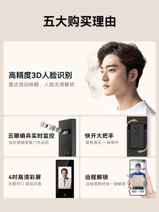 VOC人脸识别智能门锁K5pro智能锁指纹锁电子密码锁 商品图7