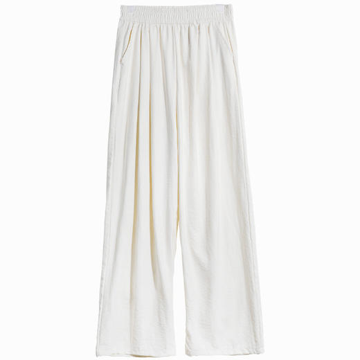 「五色可选！冰丝奶芙山本裤」女夏季薄2024新款休闲小个子肌理感慵懒白色阔腿裤 商品图4