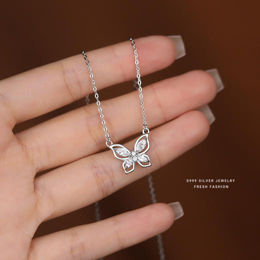 【慕蝶】S999银镂空蝴蝶项链【YXS-A3655】 商品图3
