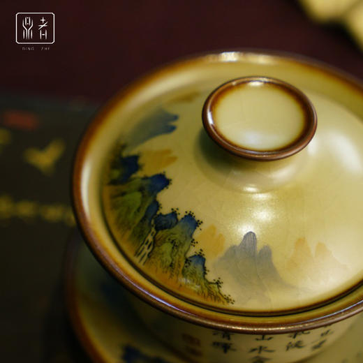 问鼎鼎者汝瓷三才盖碗（绘画山水）（缺货） 商品图2