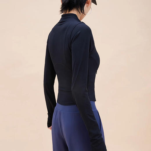 跃牌【禅语梵心】立领休闲跑步外穿瑜伽服女拉链修身运动外套高弹户外裸感健身夹克WT4061 商品图4