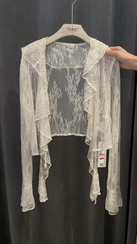 【门店同款】ENJOY夏季荷叶边蕾丝开衫上衣 157845773 商品图2