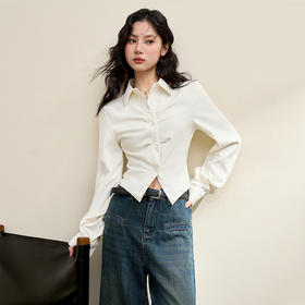 西遇HK小众设计感掐腰白衬衫秋季新款女轻奢高级感法式上衣SS140740