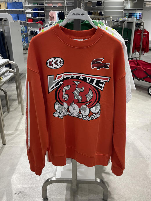 Lacoste/法国鳄鱼 男士春秋宽松纯棉印花圆领套头长袖卫衣SH5574 商品图1
