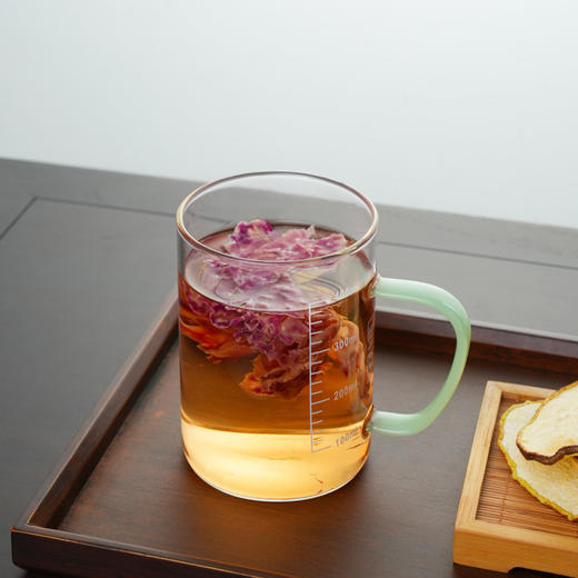 暗香疏影/松风杯/高硼硅耐热玻璃家用绿茶杯带刻度带把手泡茶喝水办公杯 商品图0