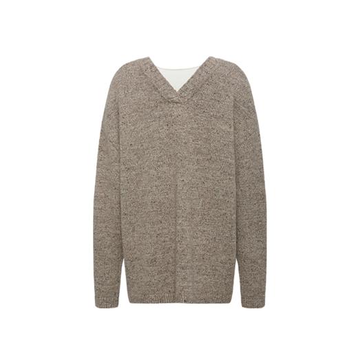 NUTH 深V领两穿宽松毛衣拼接假两件设计套头慵懒针织毛衣女 商品图12