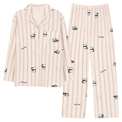 可人儿春秋季情侣纯棉睡衣韩版开衫翻领男女士长袖*家居服套装 商品图4