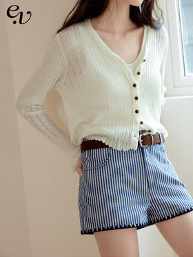 【现货】Even Vintage|美好夏日 时尚百搭度假感清爽条纹牛仔短裤