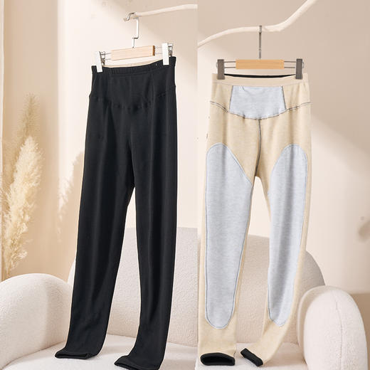 雀说 德绒高腰保暖裤内穿含蚕丝羊毛秋裤保暖裤女加绒加厚W4616 商品图5