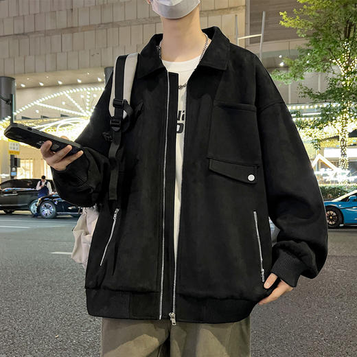 【新款DSL】大依优型大码翻领夹克加肥加大休闲胖子宽松外套上衣男装潮流 商品图4