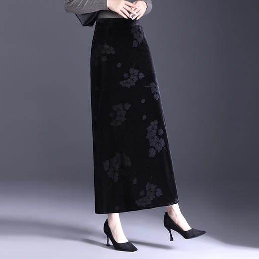 MYX-AM-6960-Y时尚包臀裙侧开衩半身裙秋季新款印花裙长款女装直筒高腰初裙 商品图1