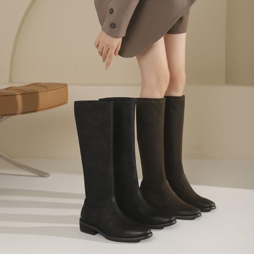 westory2024年秋冬新款优雅风平跟百搭及膝高靴S24DQ84551 商品图6