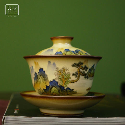 问鼎鼎者汝瓷三才盖碗（绘画山水）（缺货） 商品图0