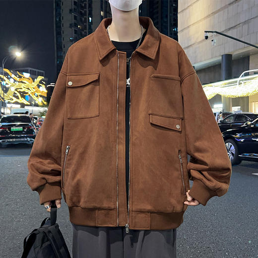 【新款DSL】大依优型大码翻领夹克加肥加大休闲胖子宽松外套上衣男装潮流 商品图2