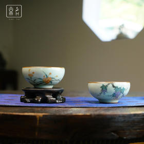 问鼎鼎者汝瓷粉青平口杯（绘画花晨月夕）平口杯（绘画珠圆玉润）（缺货）