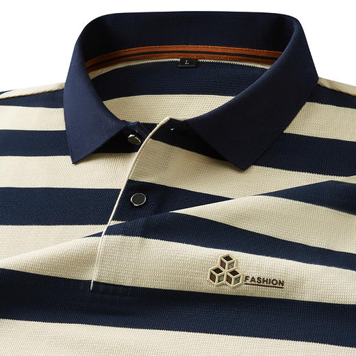 【新款DDP】大依优型大码条纹长袖Polo衫翻领男装加肥加大体恤大号上衣胖子弹力休闲商务 商品图3