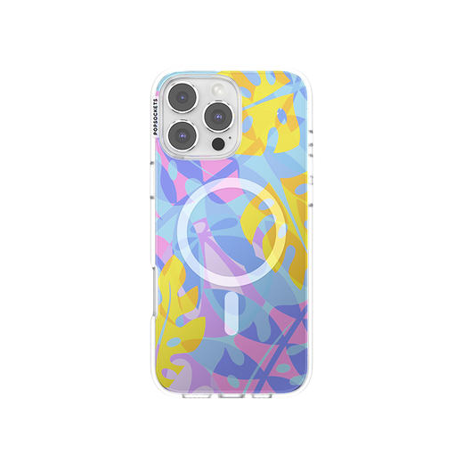 【热带舞曲】五彩斑斓叶·蓝 POPCASE手机壳 MagSafe Popcase磁吸款 蓝色 植物花卉 iPhone 15/14/13 商品图1