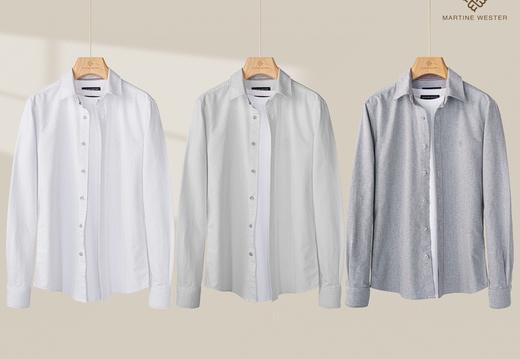 Martine Wester 男式进口棉纤维牛津纺长袖衬衫 11043016 商品图0