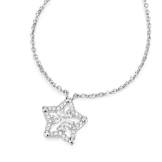 卡蒂罗/KADER 蓝星花 可展开/闭合 一饰两戴 经典五瓣花满镶锆石星星造型设计原创吊坠 闪耀银河锁骨链 七夕表白礼物 商品图4