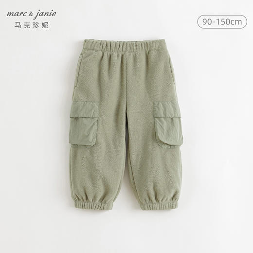 马克珍妮男童山系立体口袋摇粒绒束脚裤2024年秋冬新款241061 商品图0
