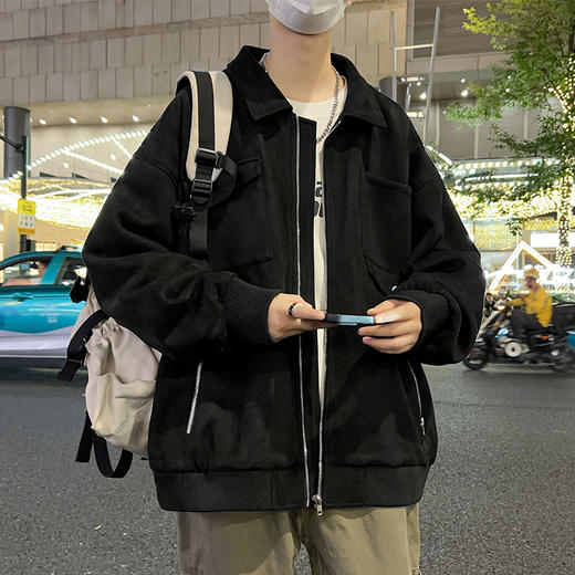 【新款DSL】大依优型大码翻领夹克加肥加大休闲胖子宽松外套上衣男装潮流 商品图8