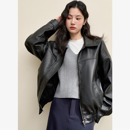 西遇J美式机能风复古重工外套秋款女装年新款高级感夹克皮衣SS140818/SS140819 商品图3
