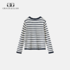 Grace&Glam 松弛感条纹羊毛圆领开衫 商品缩略图1