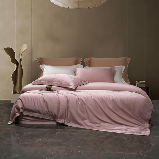 60长绒棉全棉四件套纯色大提花  叶琳-萝莉粉 商品图1