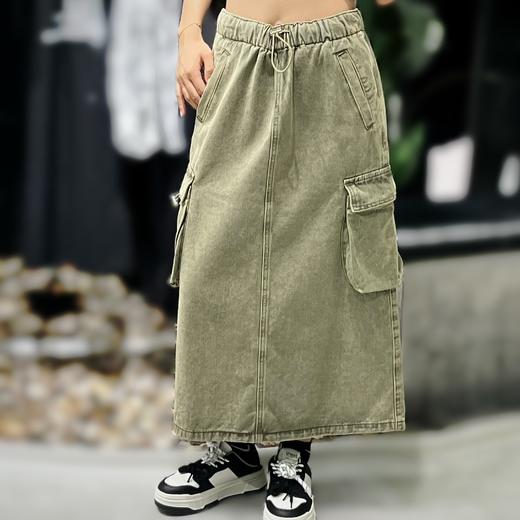 MZ橡筋抽绳双口袋长半裙40801（绿） 秋季 143020590321 商品图1