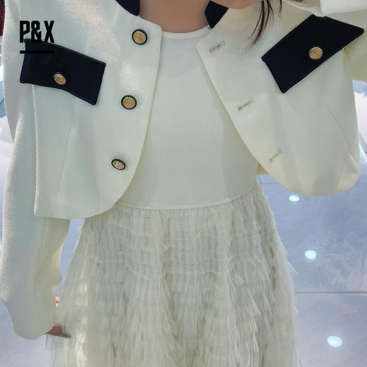 P&X设计师女装秋季新款温柔小香风名媛套装长裙 824314190 杏色 商品图2