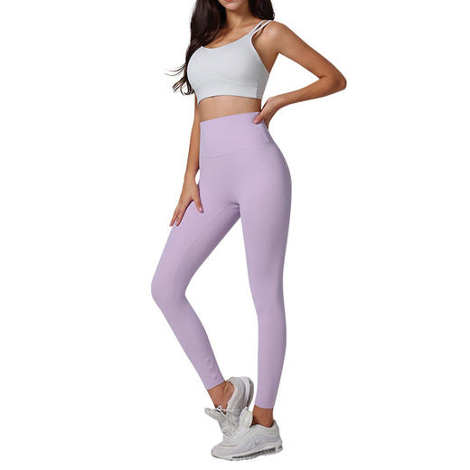 跃牌【瑞幸系列】莱卡高腰收腹裸感瑜伽裤无痕随意裁剪无T紧身健身裤运动打底裤HCK020 商品图3