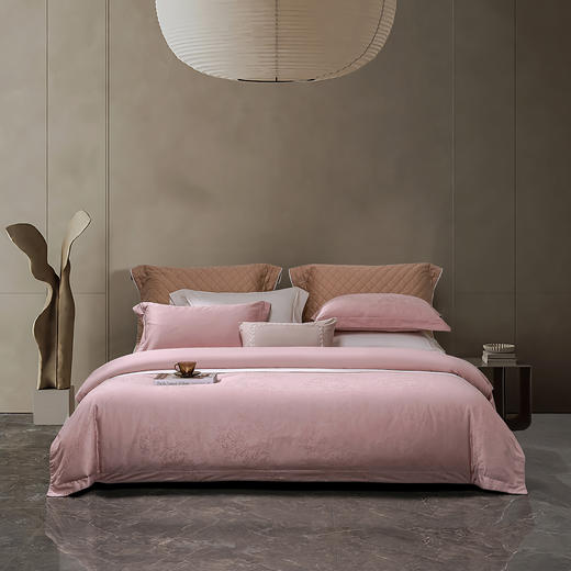 60长绒棉全棉四件套纯色大提花  叶琳-萝莉粉 商品图2