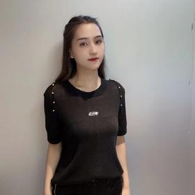 N圆领钉珠后镂空毛织上衣40630（黑） 秋季 343010470321