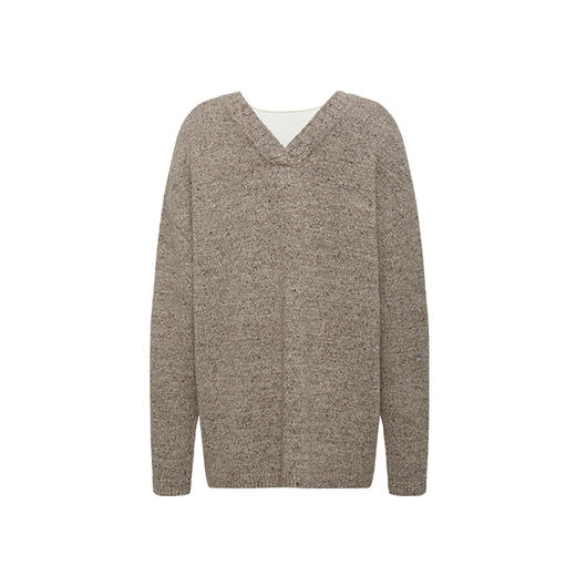 NUTH 深V领两穿宽松毛衣拼接假两件设计套头慵懒针织毛衣女 商品图11