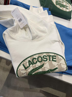 Lacoste/法国鳄鱼 男春秋纯棉宽松鳄鱼印花袋鼠兜连帽卫衣SH0067