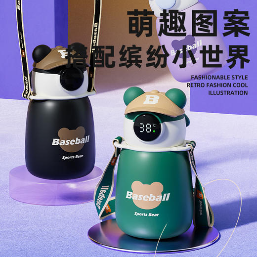 送立体贴+贴纸+清洗套  帽帽熊高颜值ins风保温杯 抖音同款 学生时尚简约 不锈钢水杯子吸管 商品图3