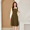 8/10奢姿大码女装2024秋季气质翻领拼接连衣裙胖妹妹纽扣设计时尚裙子9943855010 商品缩略图2