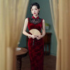 秋款改良老上海旗袍，日常民国风修身无袖红色气质XL1105 商品缩略图0